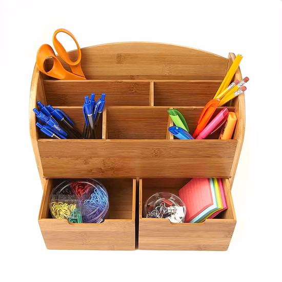 Bambus-Schreibtisch-Organizer, Bürobedarf, Stifthalter